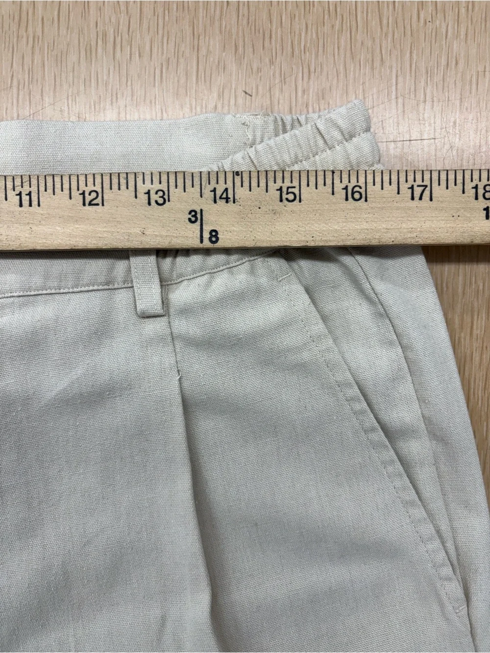 Khaki pleated linen blend cuffed ankle pants